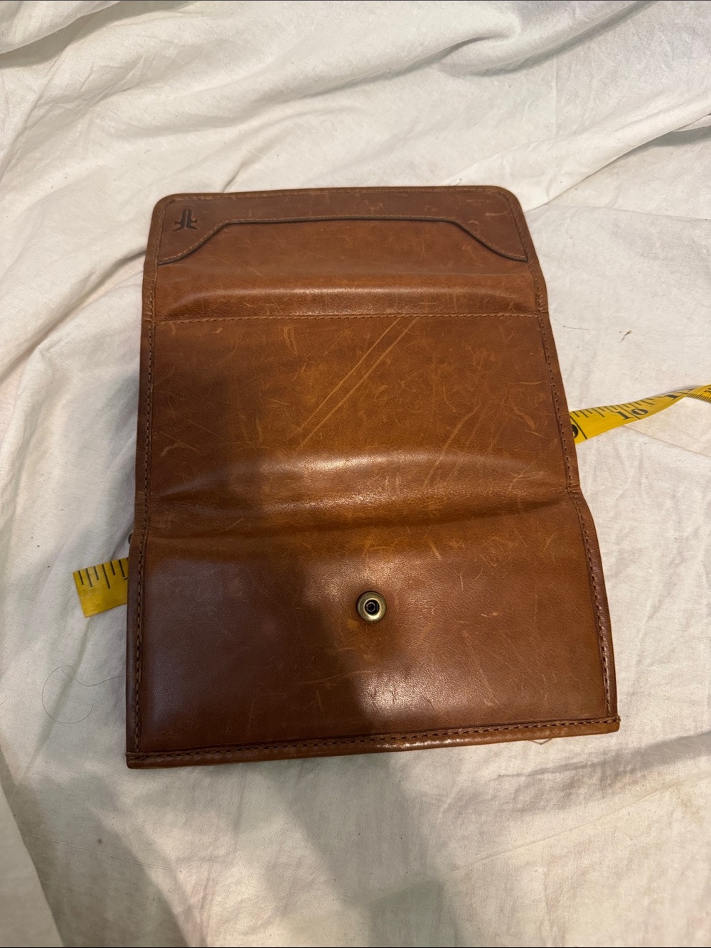 Frye Brown Leather Trifold Wallet with Embossed Logo - Picture 3 of 6
